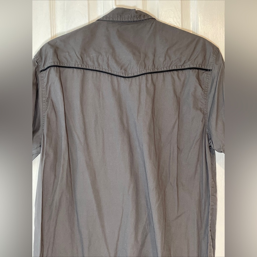 Black Jack Button Up Collared Cotton Shirt Size XL Gray Short Sleeve Pockets - Picture 11 of 12